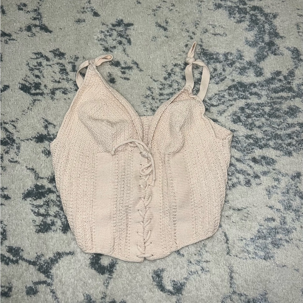 Beige Knit Tank Top